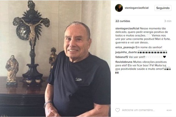 Stênio Garcia fez post pedindo boas energias para a mulher (Foto: Reprodução/Instagram)