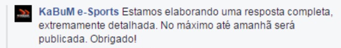 Kabum rebate site, mas se cala sobre acusação de más condições de treino