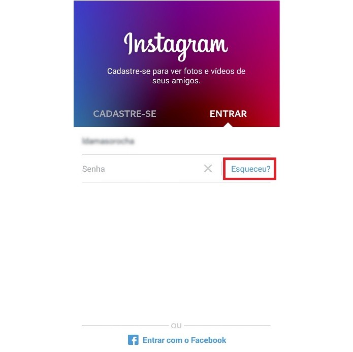 Recuperando a senha do Instagram (Foto: Reprodução/Lívia Dâmaso)