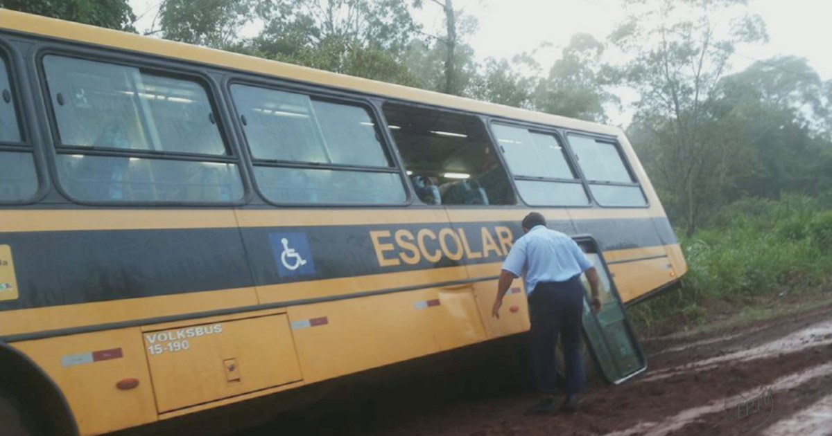 Ônibus escolar derrapa e pais de Araras cobram reparos em estrada - Globo.com