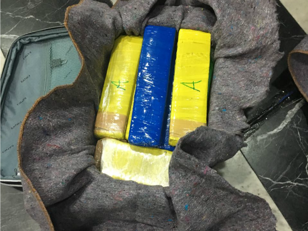 Droga foi encontrada escondida na bagagem de passageiras (Foto: PF/Divulgação)