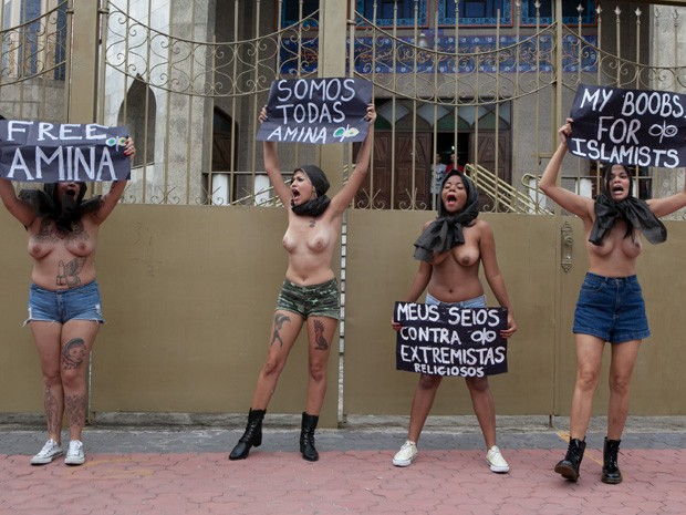 Ativistas do Femen protestam no Brás (Foto: Juliana Knobel/Frame/Estadão Conteúdo)