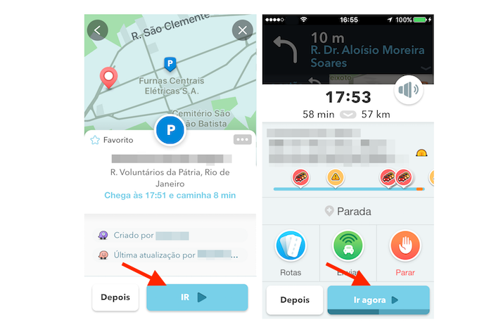Rota para o estacionamento encontrado no Waze (Foto: Reprodução/Marvin Costa)