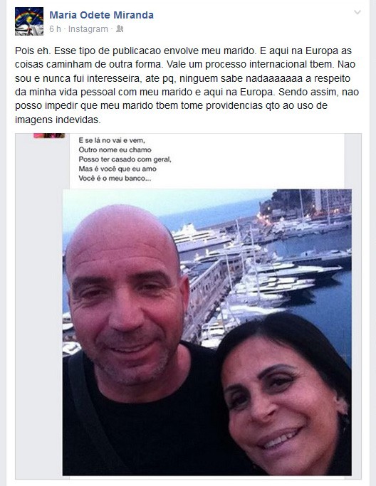 Gretchen comenta página fake com seu nome no Facebook (Foto: Facebook / Reprodução) Gretchen comenta página fake com seu nome no Facebook (Foto: Facebook / Reprodução)