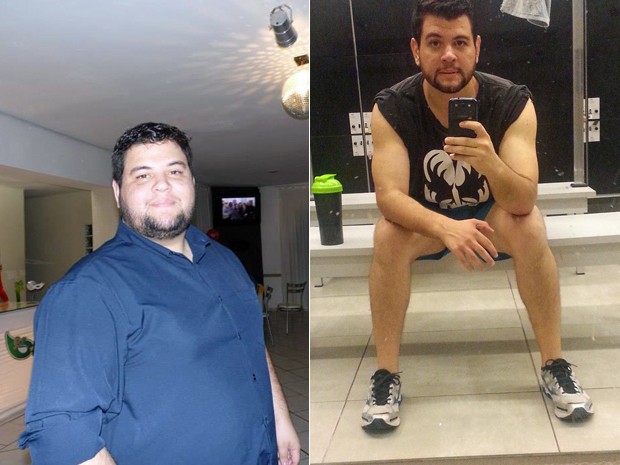 Guilherme perdeu 54 kg após mudar radicalmente o estilo de vida; fotos mostram o jovem antes e depois (Foto: Arquivo pessoal/Guilherme Mascarenhas)