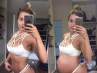 Aryane Steinkopf compara corpo antes e durante a gravidez