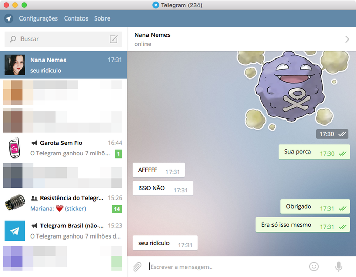 Telegram para Mac (Foto: Reprodução/TechTudo) Telegram para Mac (Foto: Reprodução/TechTudo)