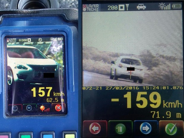 Motoristas foram flagrados a 157 km/h e a 159k/h neste domingo (27) na BR-116, no Ceará (Foto: Divulgação/PRF)