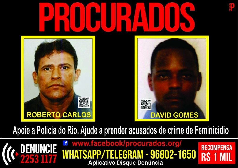 Portal dos Procurados divulga cartaz e oferece recompensa por suspeitos de feminicídio (Foto: Divulgação / Disque Denúncia)