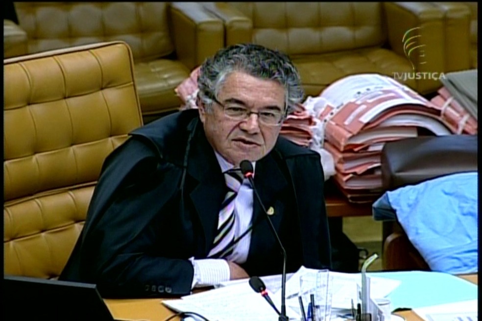 O ministro do STF Marco Aurélio Mello em sessão no plenário do tribunal (Foto: Reprodução Globo News)