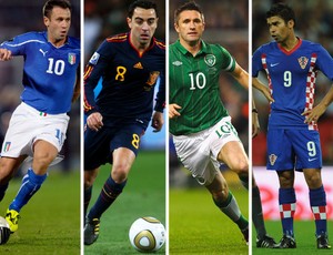 EUROCOPA  Grupo C - Itália: Cassano / Espanha: Xavi / Irlanda: Robbie Keane / Croácia: Eduardo da Silva (Foto: Agência Getty Images)