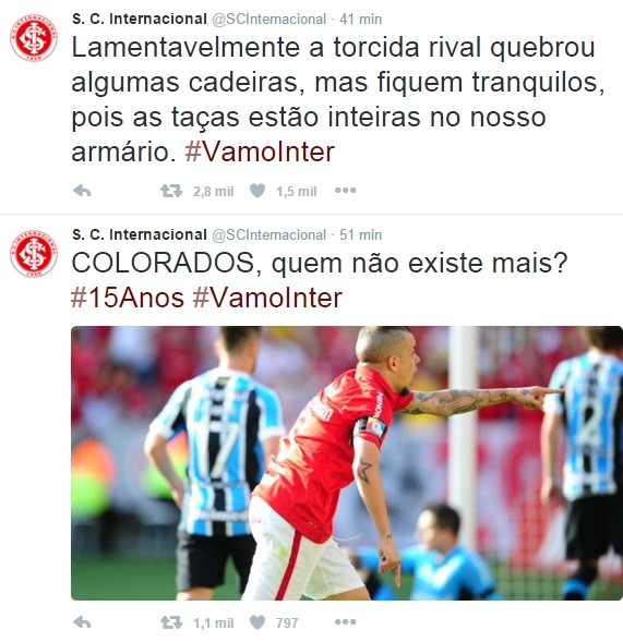 Gre-Nal 408 Internacional x Grêmio Inter Grêmio Beira-Rio cornetas inter (Foto: Reprodução) Gre-Nal 408 Internacional x Grêmio Inter Grêmio Beira-Rio cornetas inter (Foto: Reprodução)