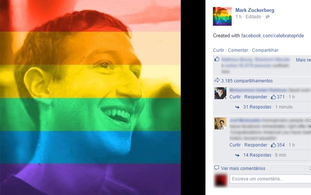 Mark Zuckerberg troca foto de perfil no Facebook em apoio à aprovação do casamento gay nos EUA (Foto: Reprodução/Facebook)