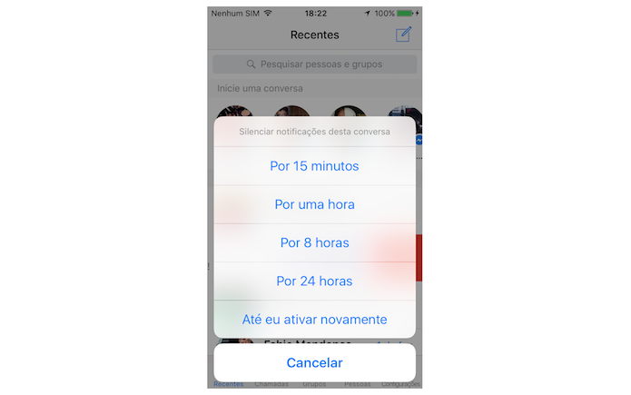 Silenciando uma conversa do Facebook Messenger no iPhone (Foto: Reprodução/Marvin Costa) (Foto: Silenciando uma conversa do Facebook Messenger no iPhone (Foto: Reprodução/Marvin Costa)) Silenciando uma conversa do Facebook Messenger no iPhone (Foto: Reprodução/Marvin Costa) (Foto: Silenciando uma conversa do Facebook Messenger no iPhone (Foto: Reprodução/Marvin Costa))