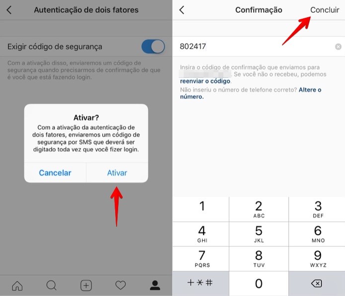 Confirme o código SMS recebido no seu celular (Foto: Reprodução/Helito Bijora)