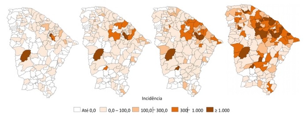 Cidades do Ceará com as maiores incidência da doença em 2017 (Foto: Reprodução)