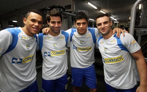 Dieguinho, Thiaguino, Marinho e Murilo, jogadores da seleção brasileira de futsal (Foto: Zerosa Filho-CBFS)