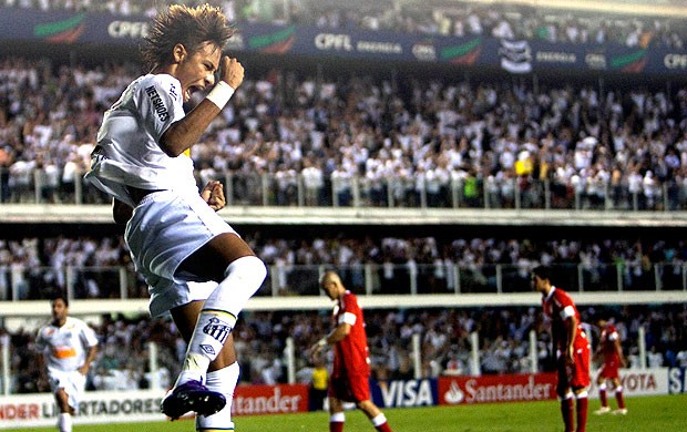 NEYMAR SANTOS gol INTERNACIONAL (Foto: Agência AP)