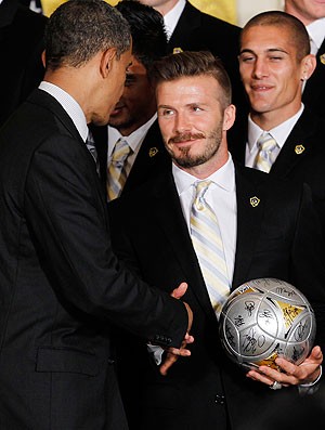 Obama recebe o time de Beckham na Casa Branca (Foto: AP)