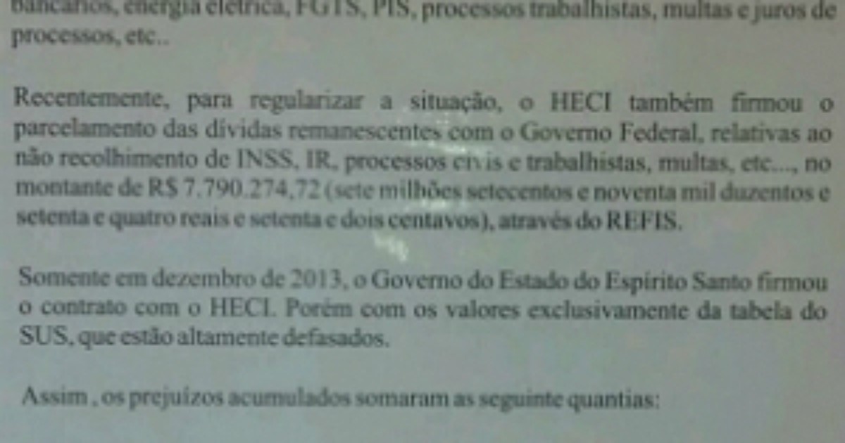 Dívida faz hospital de Itapemirim, ES, anunciar suspensão de ... - Globo.com