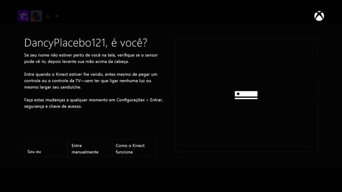 Espere o Kinect te reconhecer para logar automaticamente (Foto: Reprodução/Murilo Molina)
