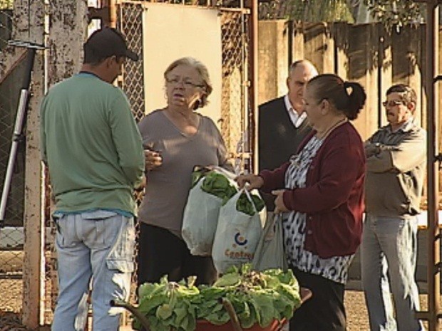 População pde levar para casa duas sacolas com duas variedades de hortaliças (Foto: Reprodução/TV TEM)