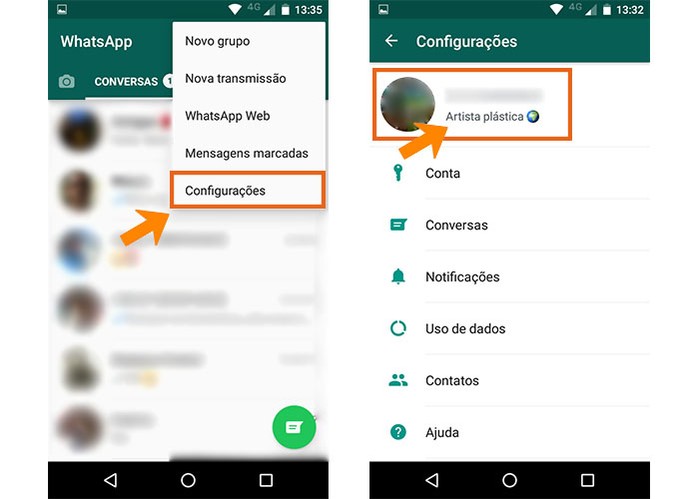 Acesse as configurações do seu perfil no WhatsApp (Foto: Reprodução/Barbara Mannara)