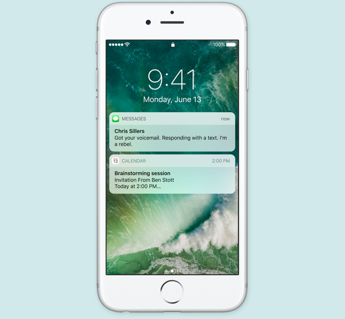 iOS 10 tem tela de bloqueio com novas notificações e atalhos (Foto: Reprodução/Apple)