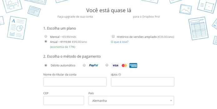 Serviço pode ser pago com cartão de crédito ou PayPal (Foto: Reprodução / Laura Martins)