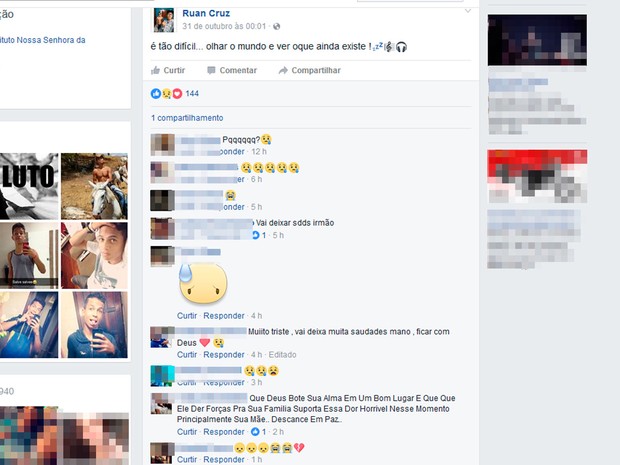 Amigos usaram publicação do jovem em uma rede social para se despedir (Foto: Reprodução/Facebook)