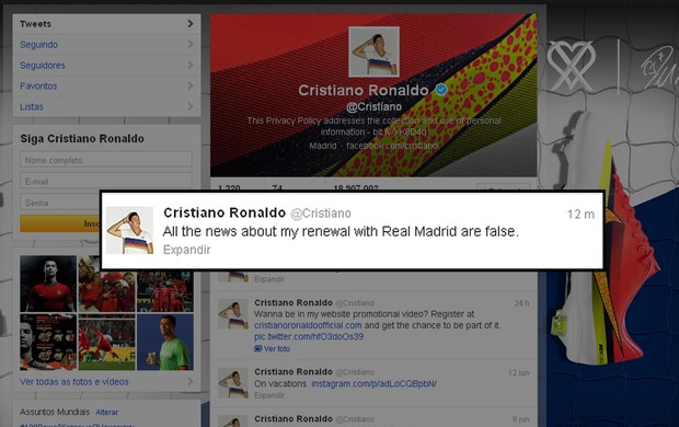 cristiano ronaldo twitter real madrid portugal (Foto: Reprodução)