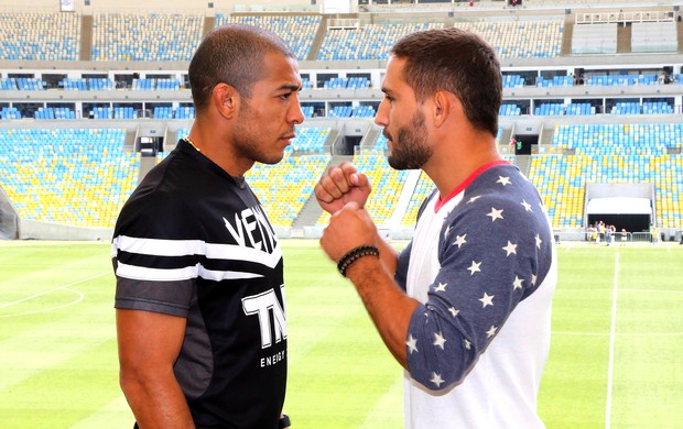 José Aldo e Chad Mendes encarada UFC Maracanã (Foto: Cezar Loureiro / Agência O Globo)