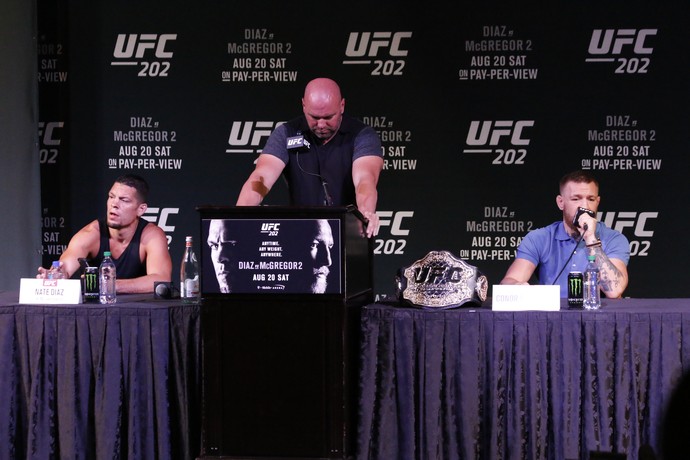 Nate Diaz; Dana White; Conor McGregor; UFC 202 (Foto: Evelyn Rodrigues)