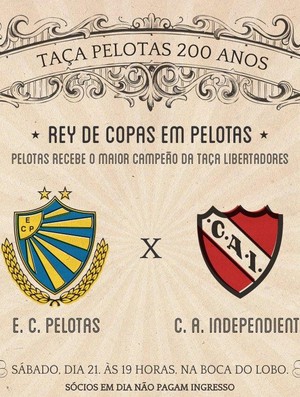 Amistoso entre Pelotas e Independiente-ARG (Foto: Divulgação/Pelotas)