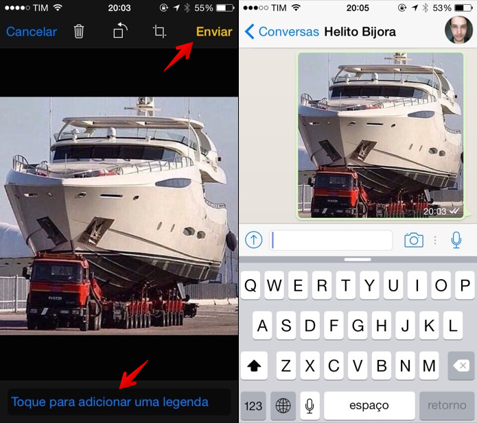 Enviando foto sem a legenda original (Foto: Reprodução/Helito Bijora)