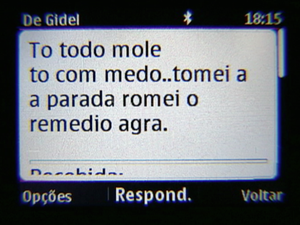 Mensagens de celular que Gidel enviou para um amigo pouco antes de ser internado. (Foto: Reprodução/TV Gazeta)