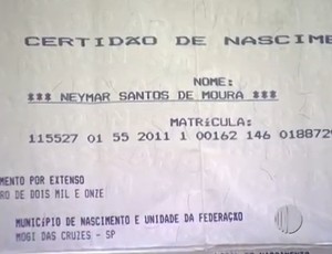 Certidão Neymarzinho (Foto: Reprodução)