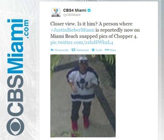 Repórter da CBS Miami posta foto de Justin Bieber (Foto: Twitter / Reprodução)