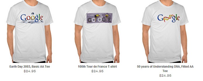 As ilustrações do Doodle viram produtos como camisetas em uma loja virtual (Foto: Reprodução/Karla Soares)