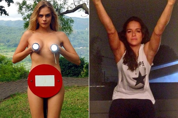 Free the nipple - Cara Delevingne e Michelle Rodriguez (Foto: Instagram / Reprodução)