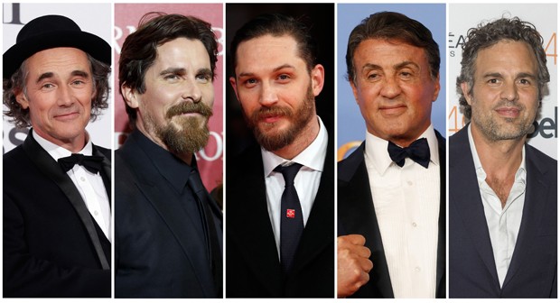 Os nomeados a melhor ator coadjuvante do Oscar 2016: Mark Rylance ('Ponte de Espiões'), Christian Bale ('A Grande Aposta'), Tom Hardy ('Mad Max'), Sylvester Stallone ('Creed') e Mark Ruffalo ('Spotlight'). (Foto: Reuters)