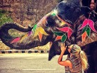 Giovanna Ewbank abraça elefante em viagem à Índia: 'Não queria sair mais'
