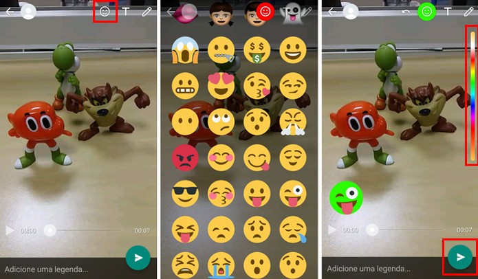 Depois que adicionar um sticker, você pode mudar de cor na barra lateral (Foto: Reprodução/Aline Batista) Depois que adicionar um sticker, você pode mudar de cor na barra lateral (Foto: Reprodução/Aline Batista)