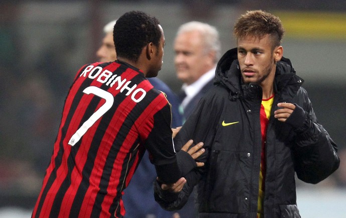 Neymar Robinho Milan x Barcelona (Foto: AP)