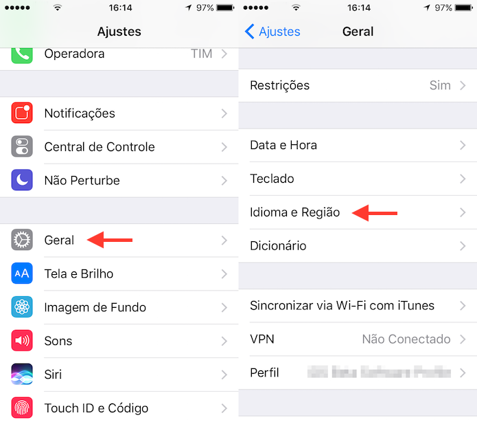 Acesso as opções de idioma e região do iOS (Foto: Reprodução/Marvin Costa)
