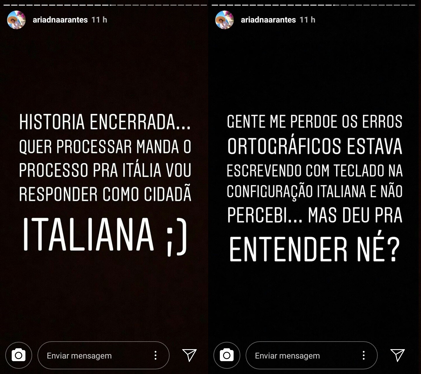 Ariadna Arantes responde post de Théo Becker (Foto: Reprodução/Instagram) Ariadna Arantes responde post de Théo Becker (Foto: Reprodução/Instagram)