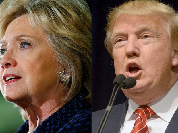 Hillary Clinton em Waterloo, Iowa, na segunda (11) e Donald Trump em Reno, Nevada, no domingo (10) (Foto: Reuters/Aaron P. Bernstein/James Glover II )