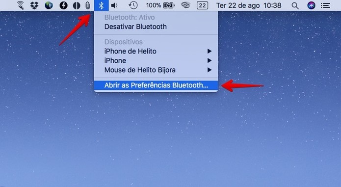 Acesse as configurações de bluetooth (Foto: Reprodução/Helito Bijora) Acesse as configurações de bluetooth (Foto: Reprodução/Helito Bijora)