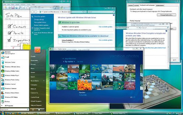 O Windows Vista estava disponível em 35 idiomas. Incluiu melhorias na proteção de dados, motivadas pelo avanço na venda de equipamentos portáteis e novas demandas de segurança (Foto: Divulgação/Microsoft)