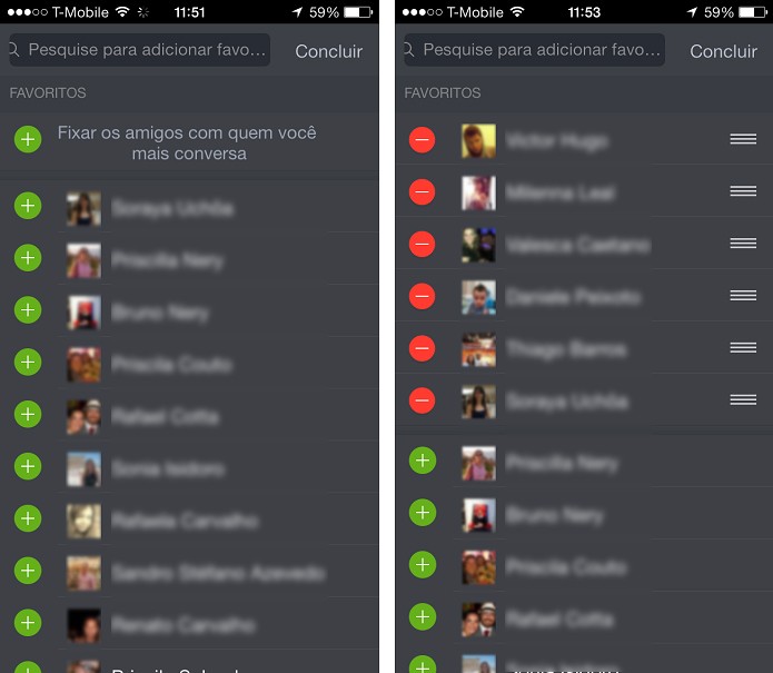 Escolha quais amigos serão favoritos no chat do Facebook mobile e fixados no topo (Foto: Reprodução/Aline Jesus) Escolha quais amigos serão favoritos no chat do Facebook mobile e fixados no topo (Foto: Reprodução/Aline Jesus)